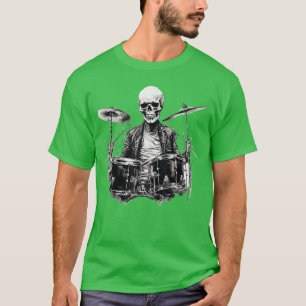 Skeleton Drummer Guy Rock And Roll Band Rock On Dr T-Shirt