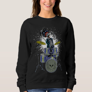 Skeleton Drummer Skull Drums Cool Percussion Drum  Sweatshirt