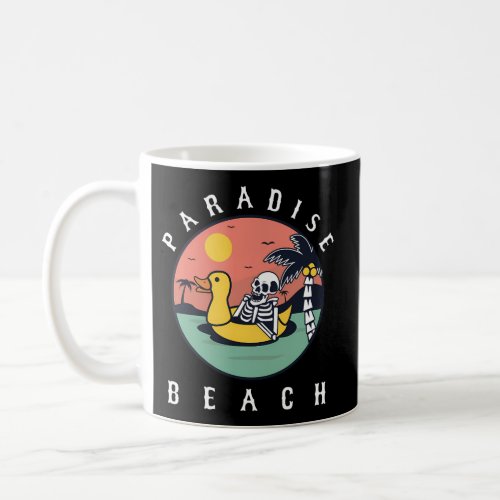 Skeleton Duck Floatie Pardise Beach Summer Vacatio Coffee Mug
