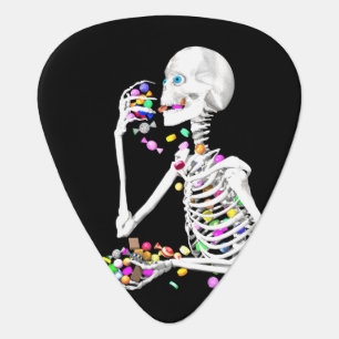 Skeleton Eating Halloween Candy Guitar Pick