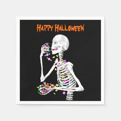 Skeleton Eating Halloween Candy Napkins