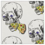 skeleton eating pizza fabric