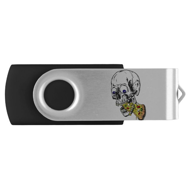 skeleton eating pizza flash drive (Front)