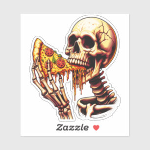 Skeleton Eating Pizza Sticker