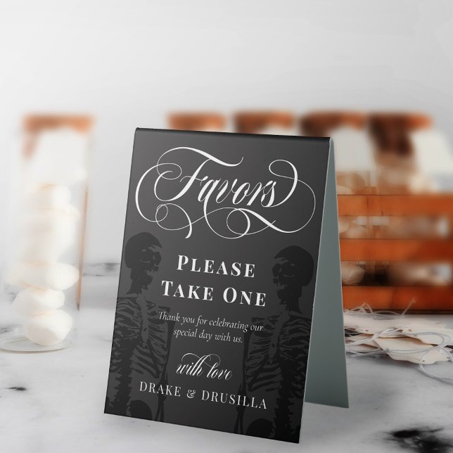 Skeleton Elegant Goth Wedding Favors Table Tent (Creator Uploaded)