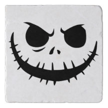 Skeleton Face Marble Halloween Trivet