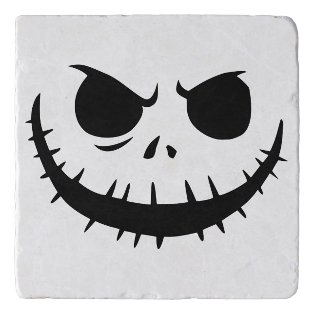Skeleton Face Marble Halloween Trivet (Front)