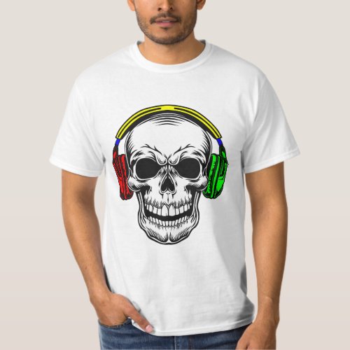 Skeleton face with headset T_Shirt