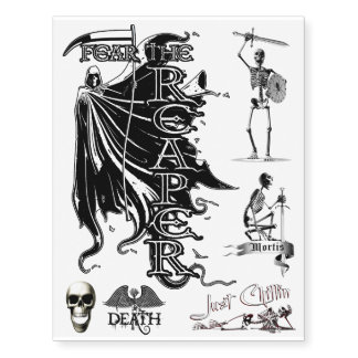 Skeleton Fear the Reaper Temporary Tattoos