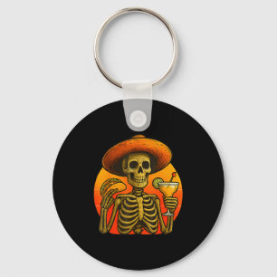Skeleton fiesta cinco de mayo taco and margarita keychain