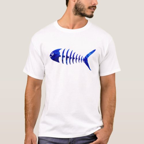 Skeleton Fish and Water Bubbles Fun Spooky Fish T_Shirt