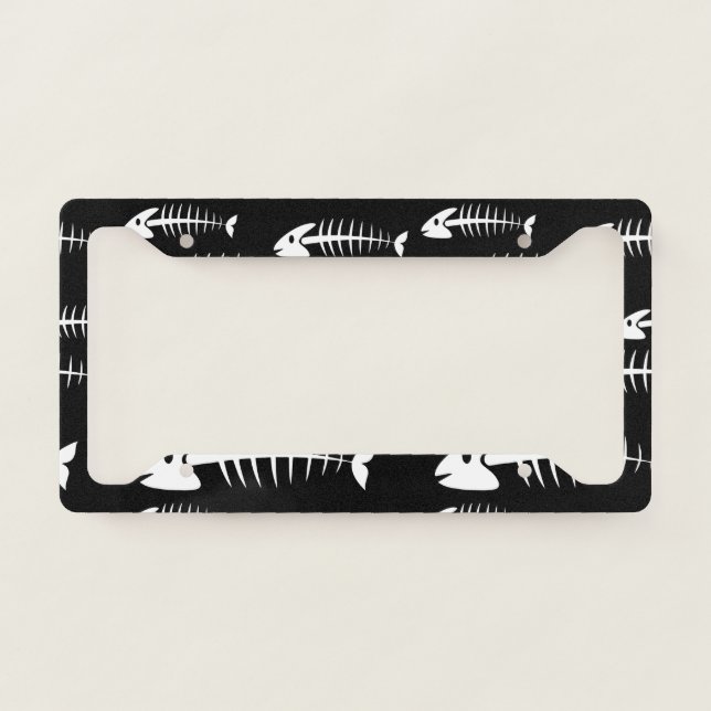 Skeleton Fish Bones Fishing Humor Fisherman Hungry License Plate Frame (Front)