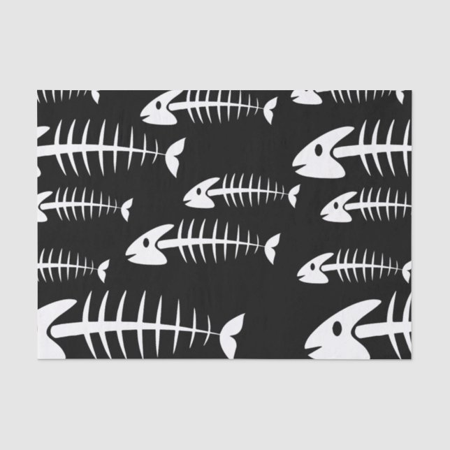 Skeleton Fish Bones Fishing Humor Fisherman Hungry Tissue Paper (Front)