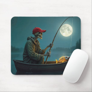Skeleton Fisherman In a Rowboat Mouse Pad