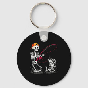 Skeleton Fishing Halloween Costume Funny Fishing B Keychain