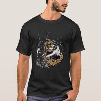 Skeleton Fishing Lazy Halloween Costume Cool Skull T-Shirt