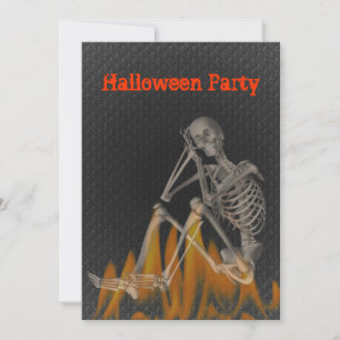 Skeleton Flames Halloween Invitation