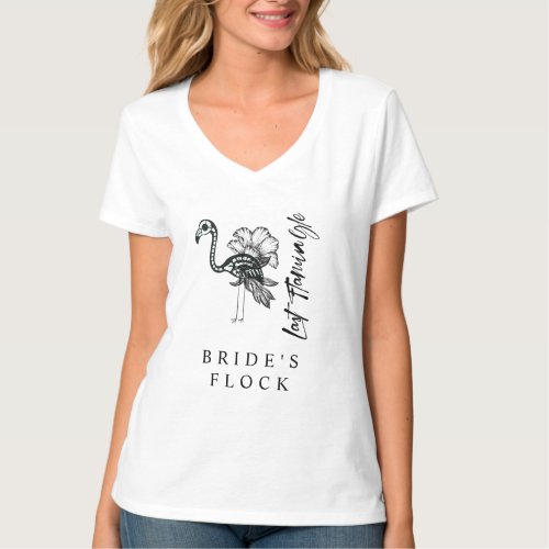 Skeleton Flamingo Brides Flock Bachelorette T_Shirt