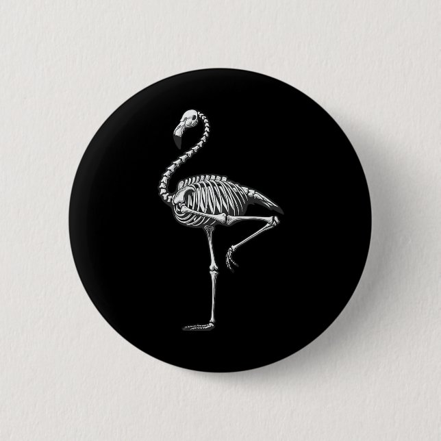 Skeleton Flamingo Halloween  Button (Front)