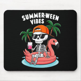 Skeleton Flamingo Summerween Vibes Halloween Boys  Mouse Pad