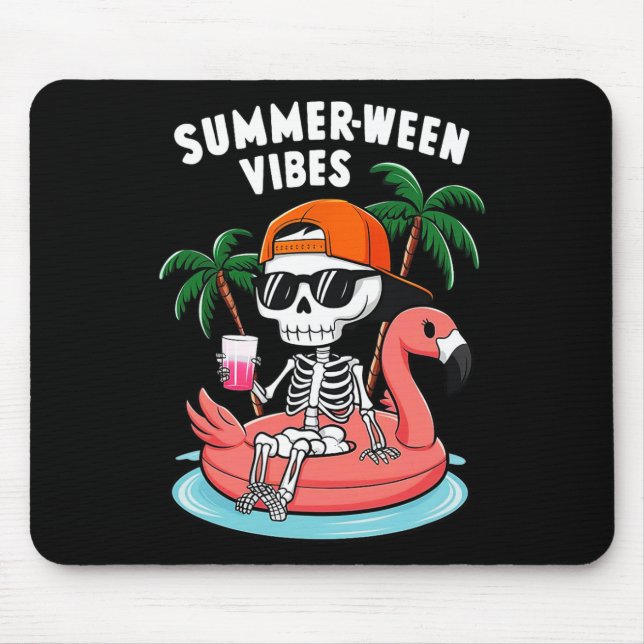 Skeleton Flamingo Summerween Vibes Halloween Boys  Mouse Pad (Front)