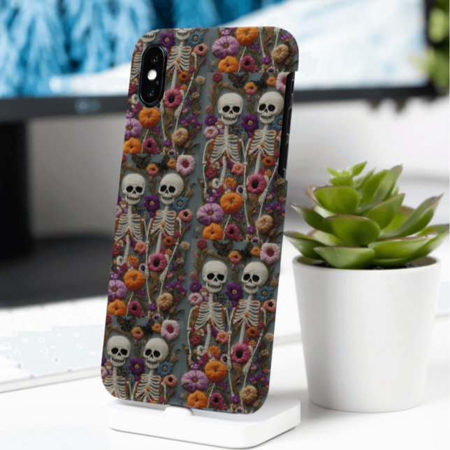Skeleton Floral Embroidery Style iPhone/iPad Case (Creator Uploaded)