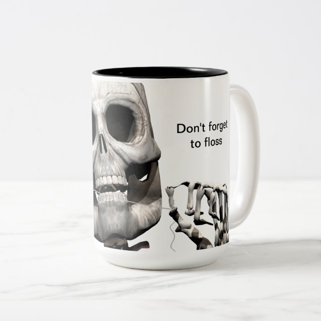 Skeleton flossing mug (Front Right)