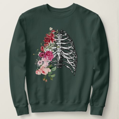 Skeleton Flower Body Edgy Graphic Sweatshirt