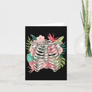 Skeleton Flowers Rib Cage X-ray Funny Halloween  Card