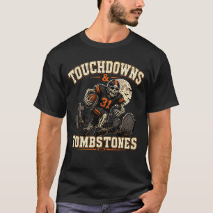 Skeleton Football Halloween Vintage Distressed T-Shirt