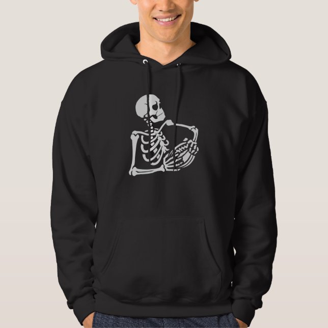Skeleton Football Player Lazy Halloween Costume Sk Hoodie (Front)