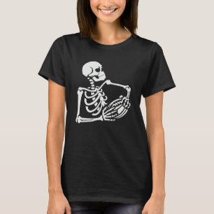 Skeleton Football Player Lazy Halloween Costume Sk T-Shirt