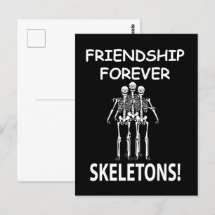 Skeleton Friendship Forever Halloween Skeleton Postcard