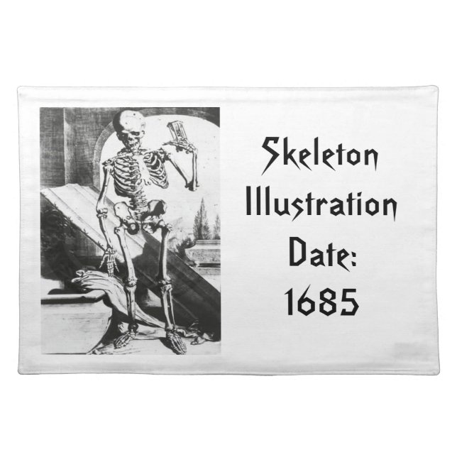 Skeleton from Anatomia Humani Corporis Cloth Placemat (Front)
