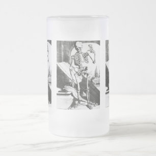 Skeleton from Anatomia Humani Corporis Frosted Glass Beer Mug