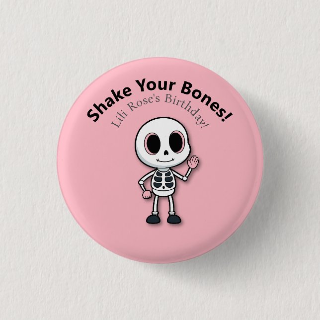 Skeleton Fun | Halloween Birthday Party Button (Front)