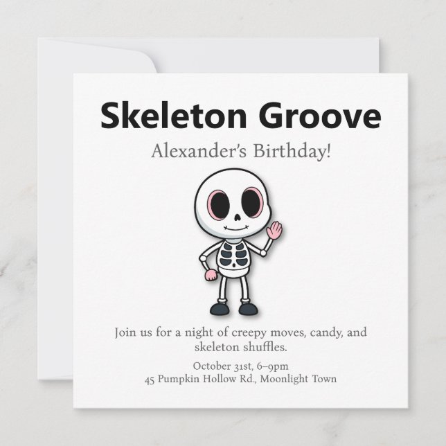Skeleton Fun | Halloween Birthday Party Holiday Card (Front)