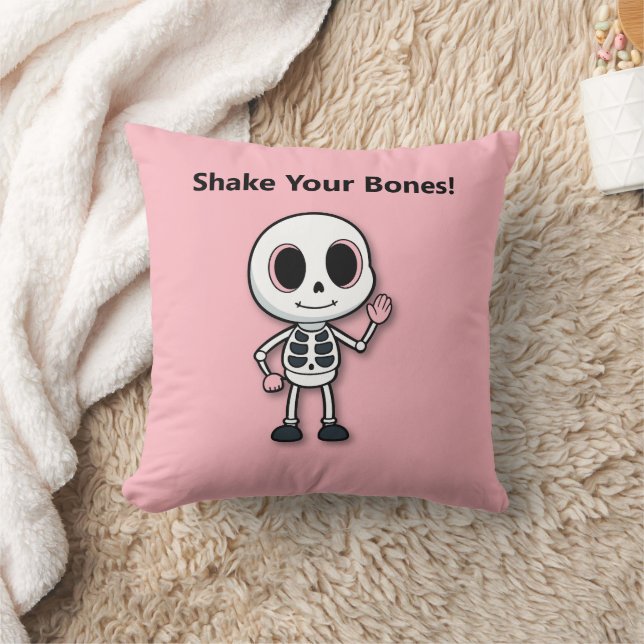 Skeleton Fun | Halloween Birthday Party Throw Pillow (Blanket)
