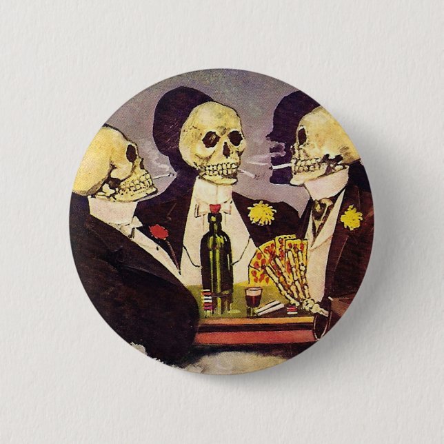 Skeleton Gamblers Pinback Button (Front)