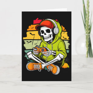 Skeleton Gamer Lazy Halloween Costume Cool Video-g Card