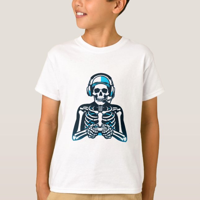 Skeleton Gamer Skull – Gaming Headset Controller D T-Shirt (Front)