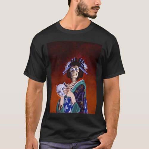 Skeleton Geisha with Mask T_Shirt