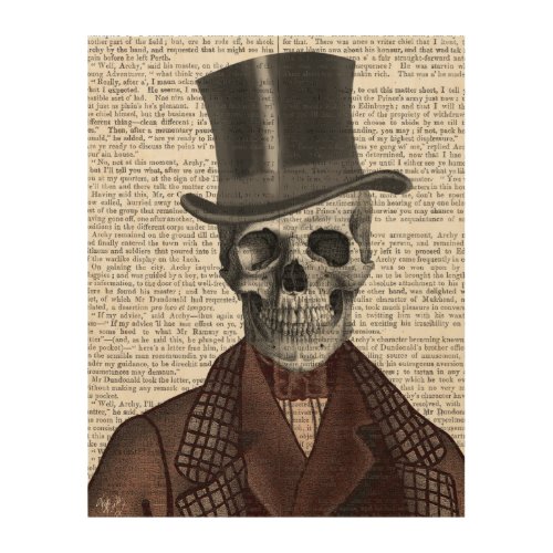 Skeleton Gentleman and Top hat Wood Wall Art