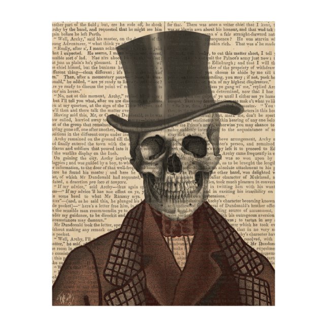 Skeleton Gentleman and Top hat Wood Wall Art (Front)