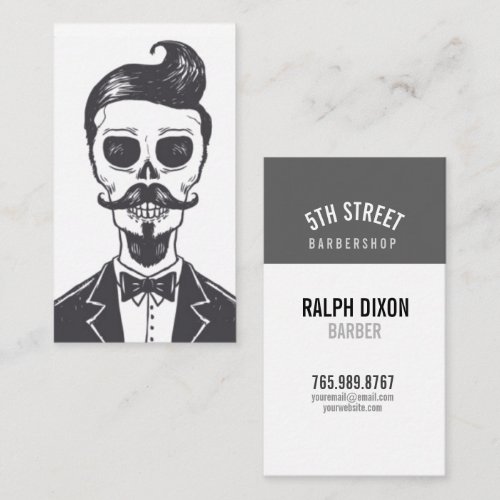 Skeleton Gentleman Barber Business Card