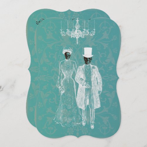 Skeleton Ghost Bride and Groom Couple Invitation