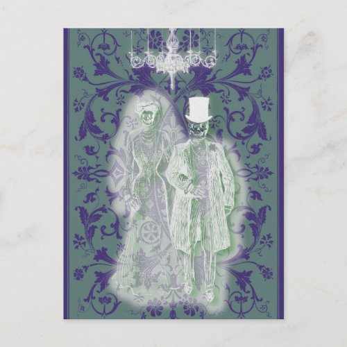 Skeleton Ghost Bride and Groom Postcard