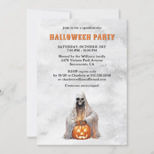 Skeleton Ghost Jack O’Lantern Halloween Party Invitation