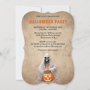 Skeleton Ghost Jack O’Lanterns Halloween Party Invitation