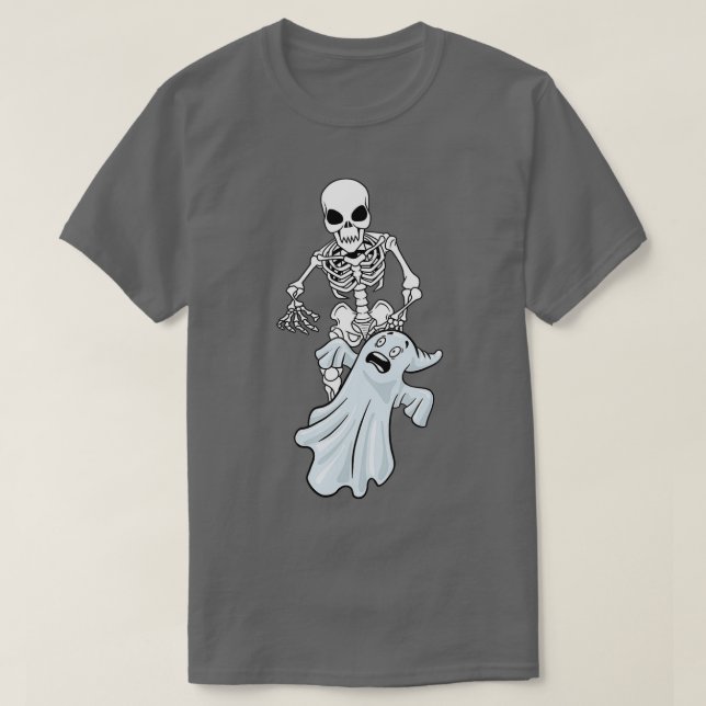 Skeleton Ghost Lazy Halloween Costume Fun Skull Sp T-Shirt (Design Front)